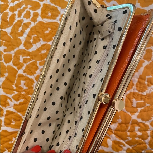 EUC Hobo International Lauren Wallet Patent Leather Orange & Gold - Picture 6 of 9